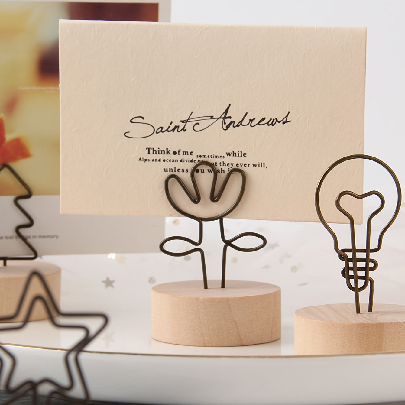 2pcs Retro Log Sticky Note Clip Photo Folder