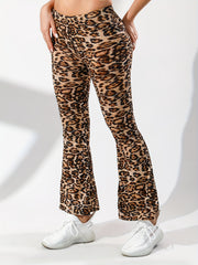 Leopard Print Flared Yoga Pants Women's Activewear