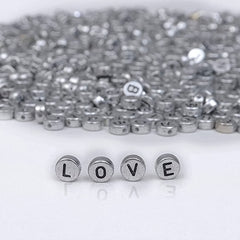 100pcs Silvery Alphabet Acrylic Beads for DIY Jewelry & Bracelet Crafting