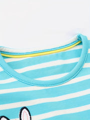 Baby Girls Animal Embroidery Striped Dress For Summer