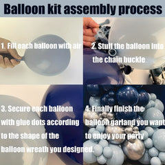134pcs Navy Ice Dusty Balloon Arch Kit Silver Birthday Graduation Party Decor