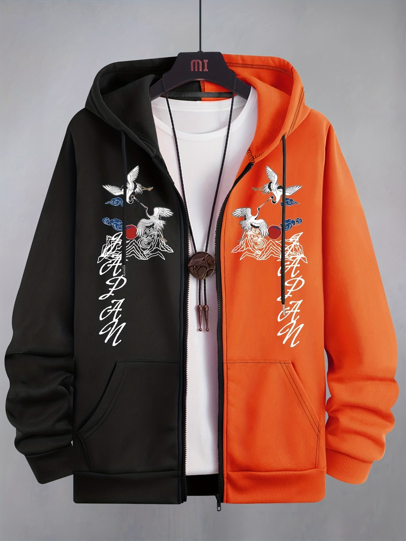 Patchwork Happiness Letter & Number 87 Print Men's Hooded Sweatshirt