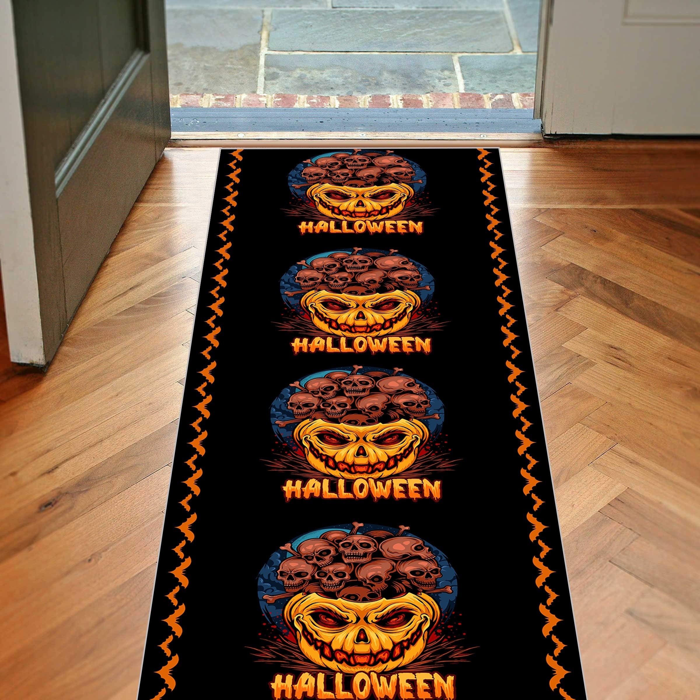 Halloween Skull Head Pattern Carpet - Creative Area Rug for Dining Living Bedroo