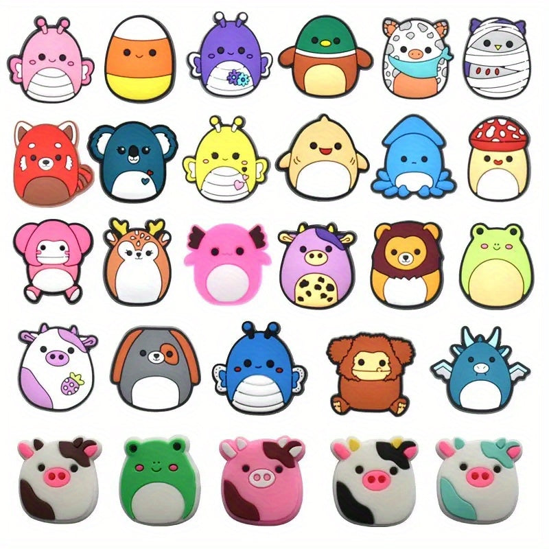 30pcs Animal Shoe Charms for Clogs Jigs Slides Sandals PVC Shoe Decorations