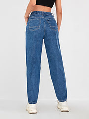 High Waist Straight Jeans Loose Fit High Rise Denim Pants