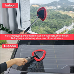 Car Window Cleaner with Long Reach Handle and Reusable Cloth