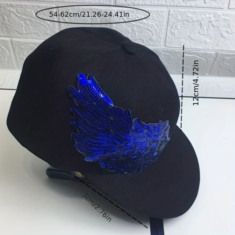 Sequined Wing Baseball Cap Hip Hop Flat Hat Men Women