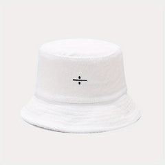 Unisex Sunshade Towel Material Bucket Hat with Division Sign Embroidery
