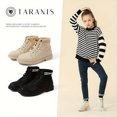 TARANIS Round Toe Ankle Slip On Boots For Girls Lightweight