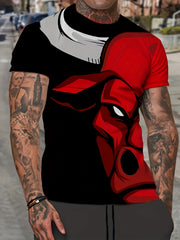 Men's Flame & 23 Print T-shirt Casual Comfy Slightly Stretch Tee