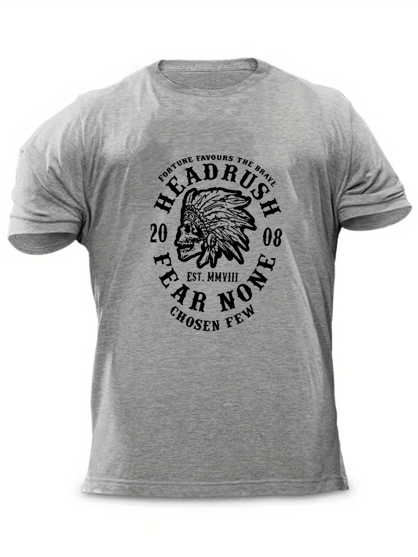 Men's Fear None Print T-shirt Crew Neck Tee