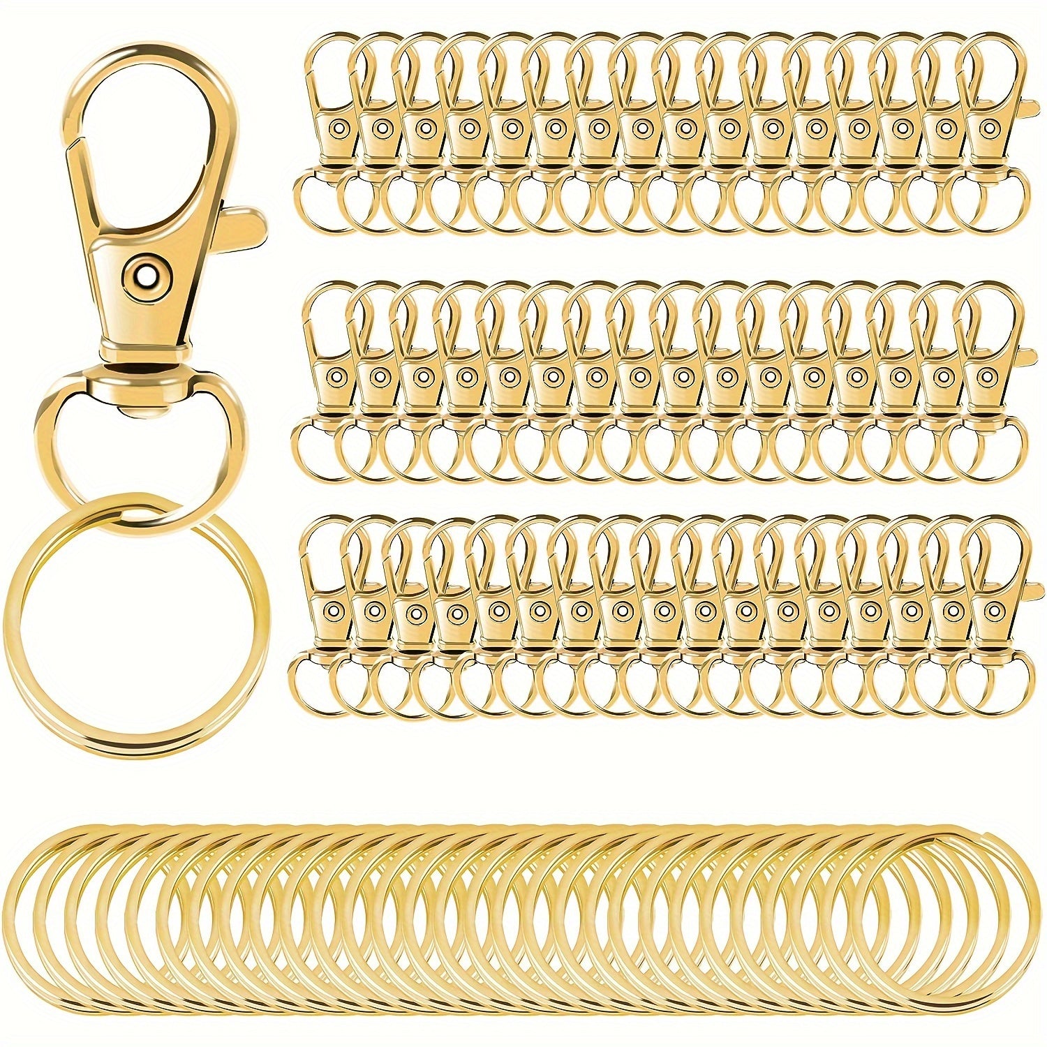 50pcs Swivel Clasps Snap Hooks Key Rings Metal Lobster Buckle Keychain