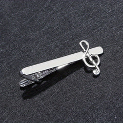 Men's Musical Note Tie Clip Silver Business Tie Decor