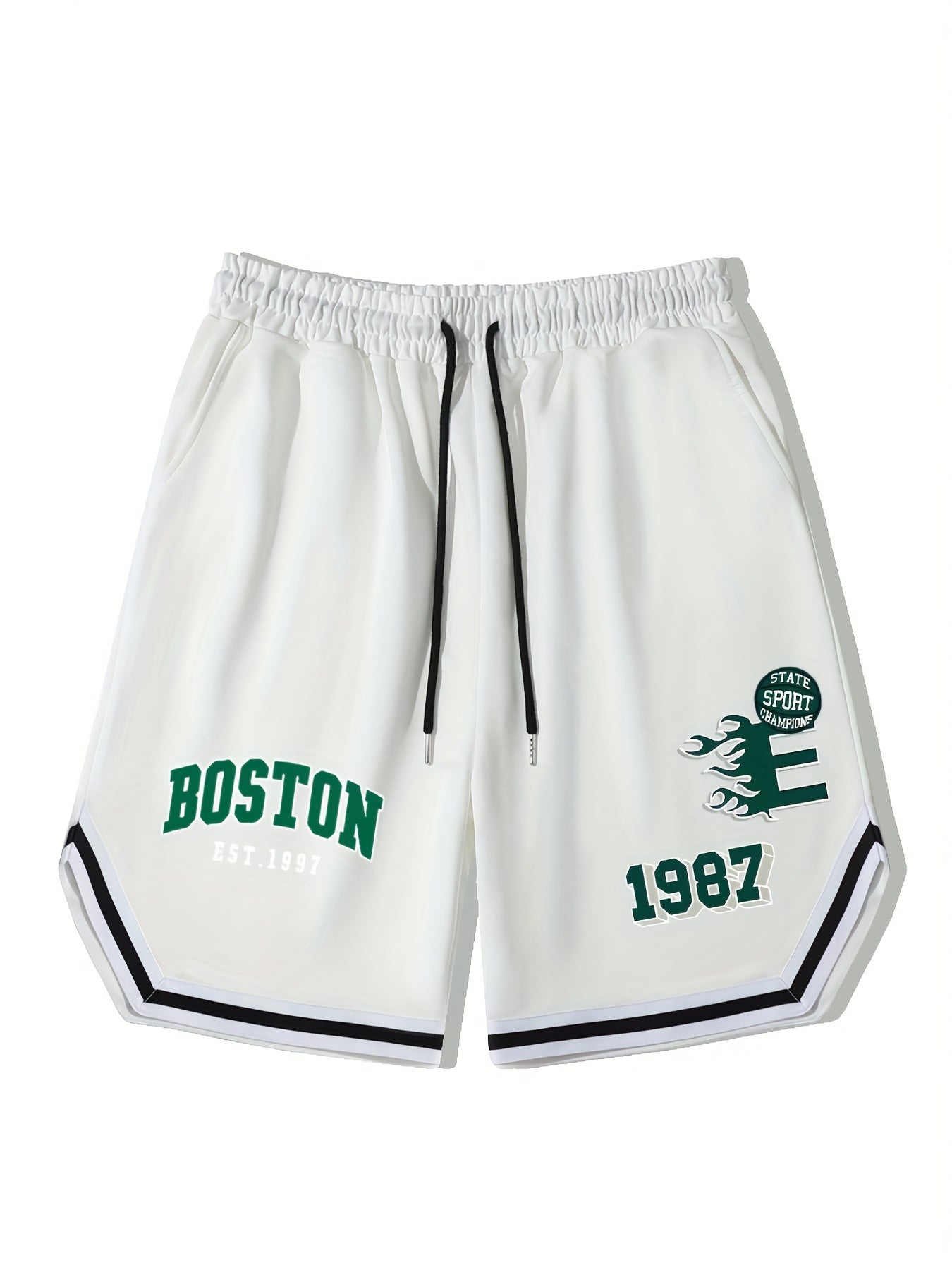 Men's Boston Graphic Drawstring Stretchy Shorts