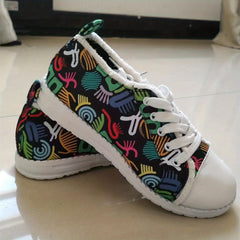 Women's Graffiti Canvas Sneakers Low Top Flat Shoes