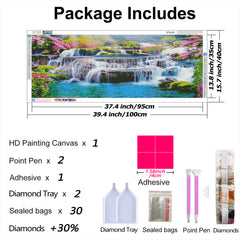 XWJJ Diamond Painting Kit Waterfall Scenery Full Round Drill Large Size
