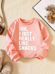 Girls' Snacks Graphic Crew Neck Sweatshirt for Gift Party Holiday