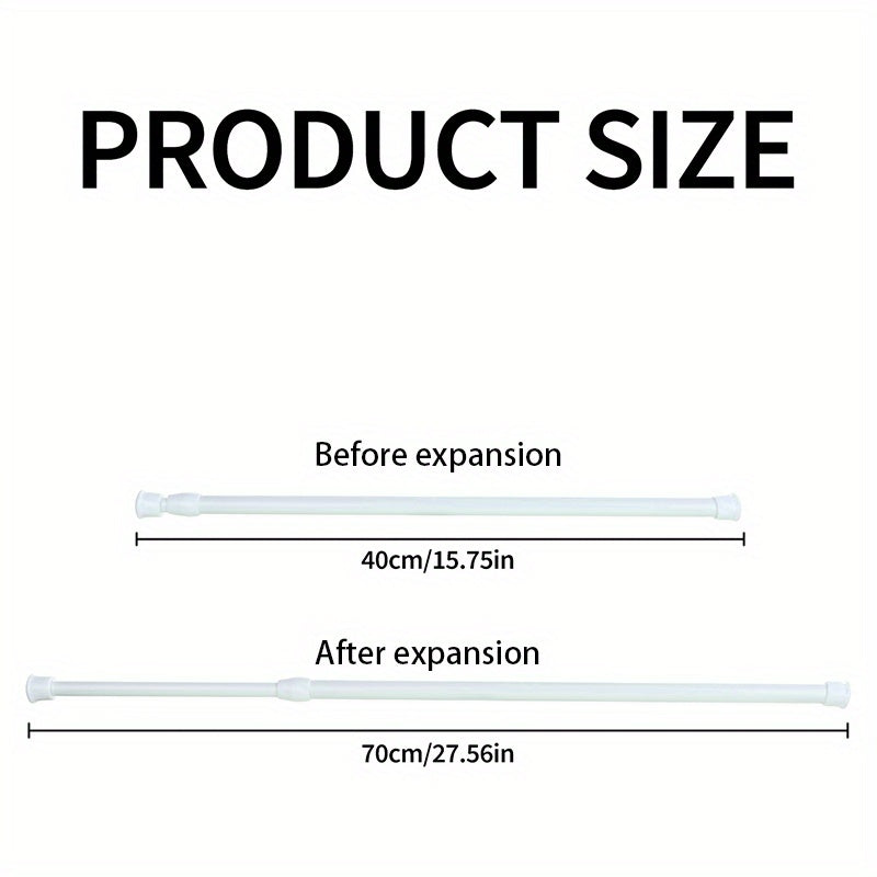 1pc Spring Loaded Curtain Rod Extendable Telescopic Tension Pole Shower Rail