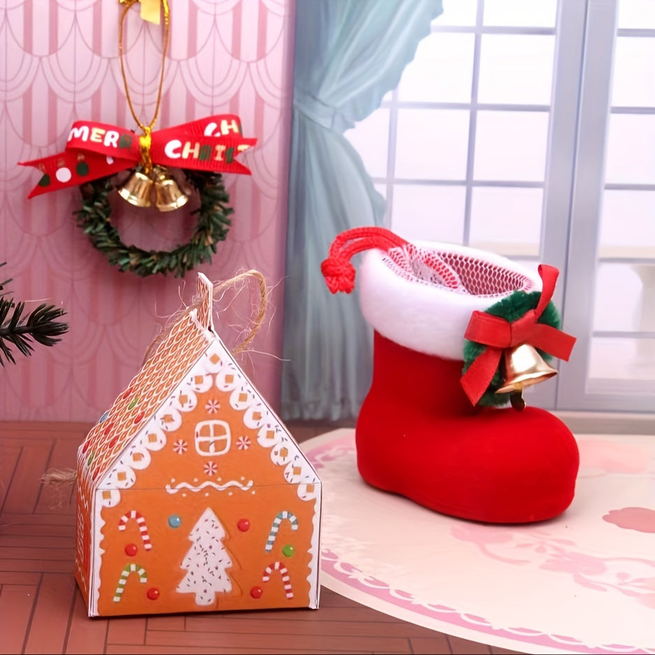 Xmas Santa Claus Candy Boots Mini Tree Decoration