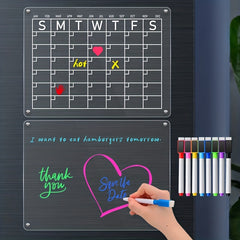 2pcs Acrylic Magnetic Calendar Planner Dry Erase Boards