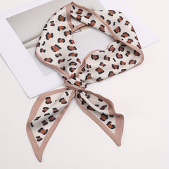 Leopard Print Pink Skinny Scarf Long Hair Ribbon Neckerchief