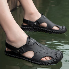Men's Leather Non-slip Sandals Durable Quick Dry Beach Shoes