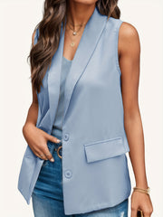 Solid Vest Blazer Sleeveless Women's Clothing