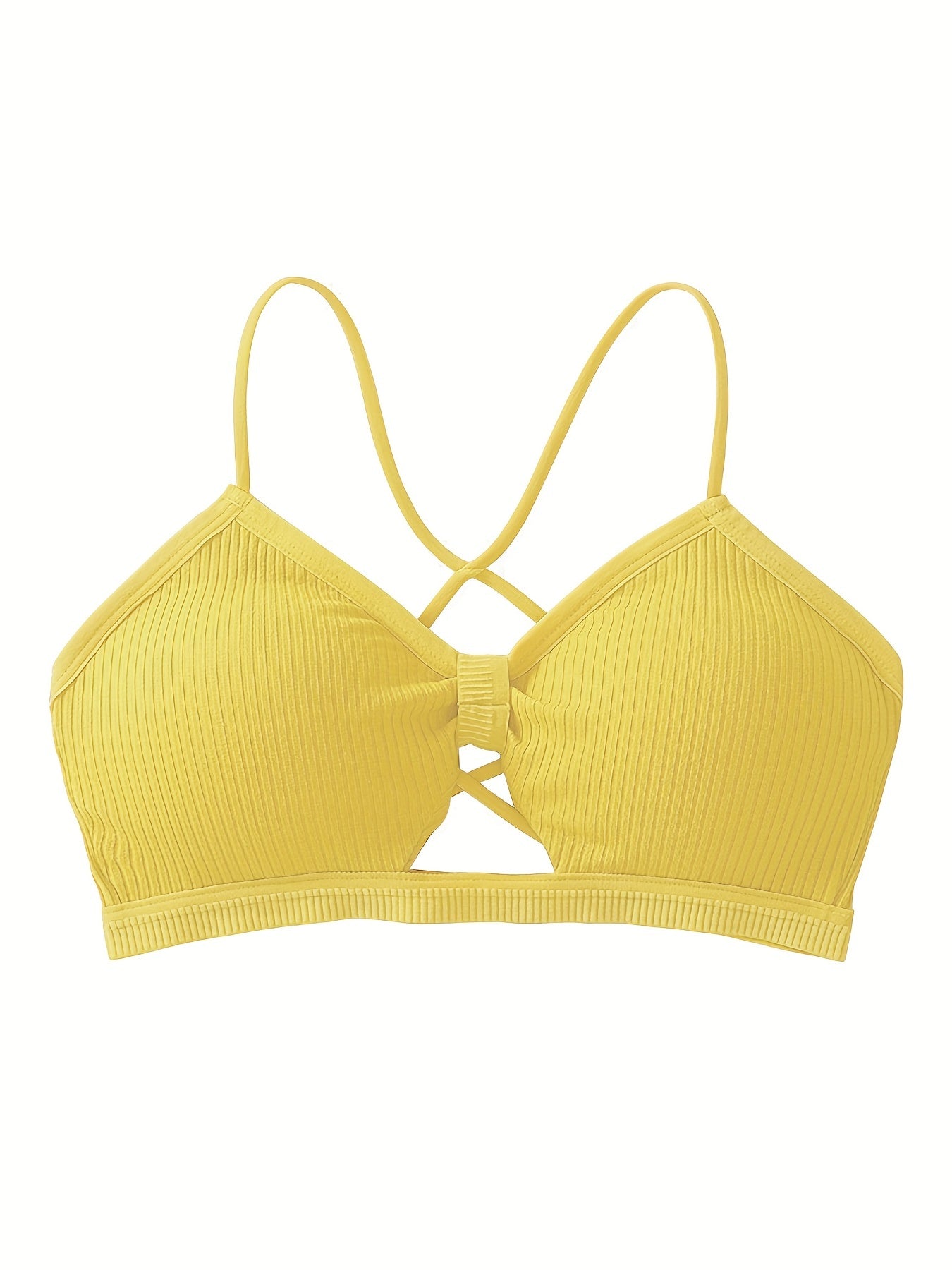3pcs Girls Camisole Bras Ribbed Breathable Bow Shape Multiple Colors