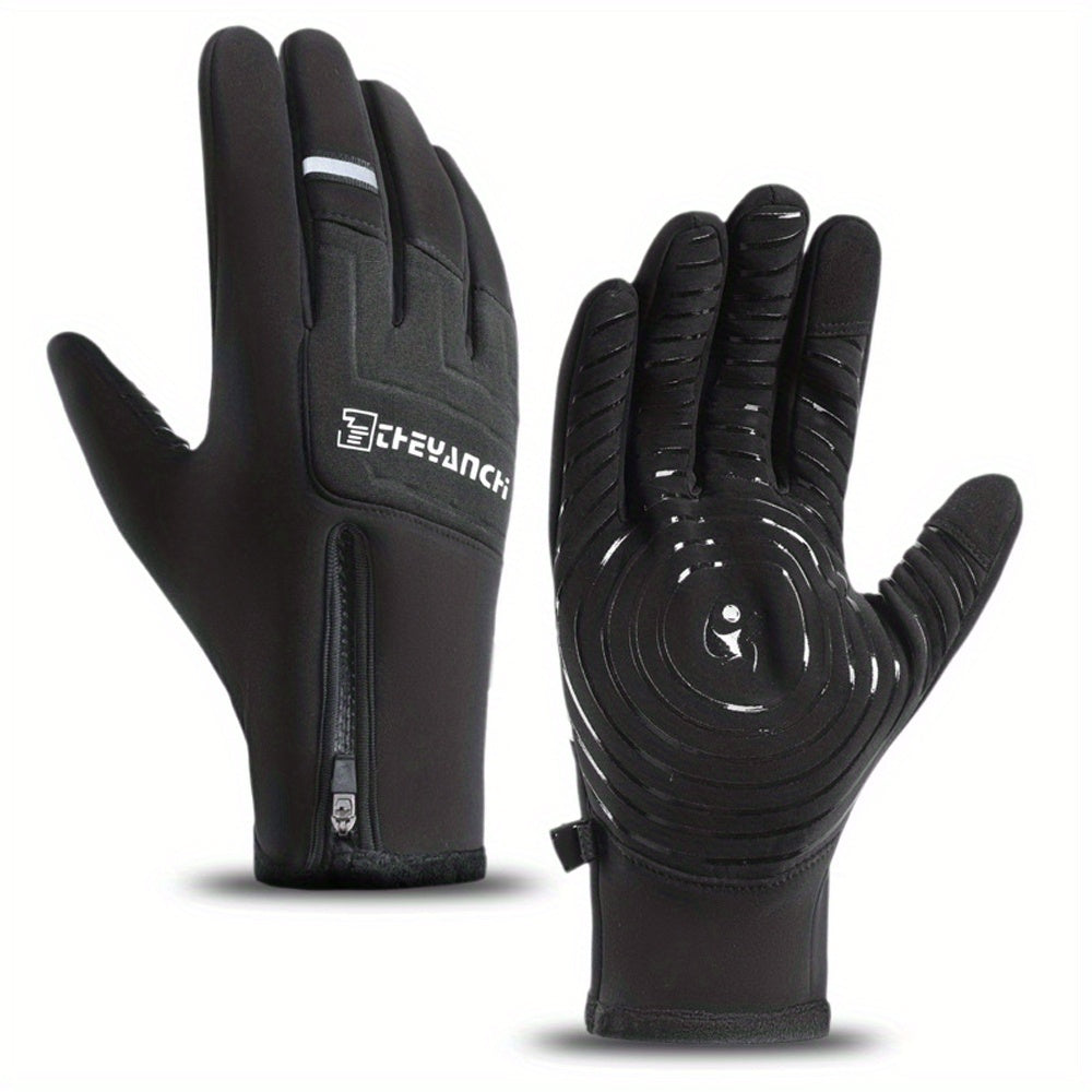 Men's Outdoor Winter Plush Warm Touch Screen Gloves Windproof Waterproof