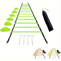 Agility Ladder Set 12 Rungs 12 Cones 4 Stakes Carry Bag