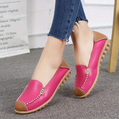 Women's Solid Flat Loafers Soft Sole Slip On Anti skid Walking Shoes