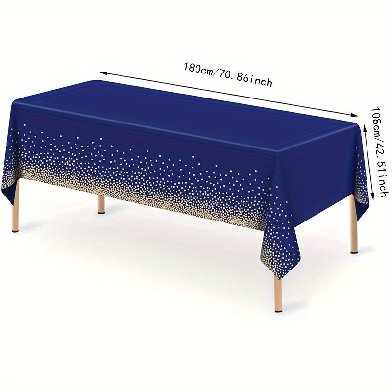 Navy Plastic Tablecloth Golden Dot TableCover Confetti Dark Table Wedding Party