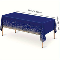Navy Plastic Tablecloth Golden Dot TableCover Confetti Dark Table Wedding Party