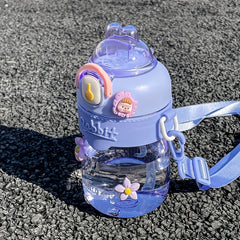 Rabbit Cute Cartoon Water Bottle 620ml with Straw
