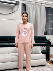 Snowman Print Christmas Loungewear Set