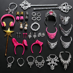 43pcs Fashion Doll Clothes and Accessories Set - Skirt, Necklace, Earring