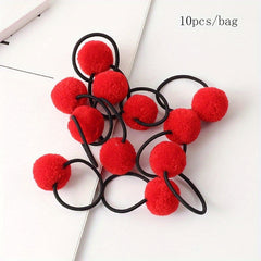 10pcs Plush Ball Hair Bands Ponytail Holders Hair Accessories for Baby Girls