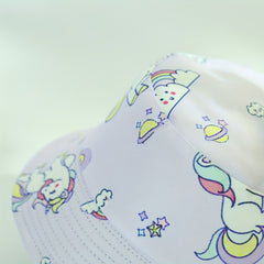 Girls Cartoon Unicorn Print Fisherman's Hat Sun Screen Bucket Cap