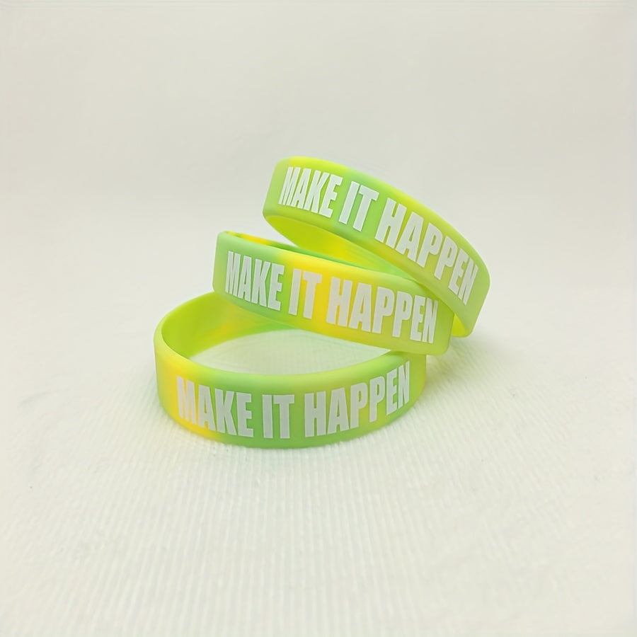 5Pcs Never Give Up Motivational Silicone Bracelet Fitness Wristband