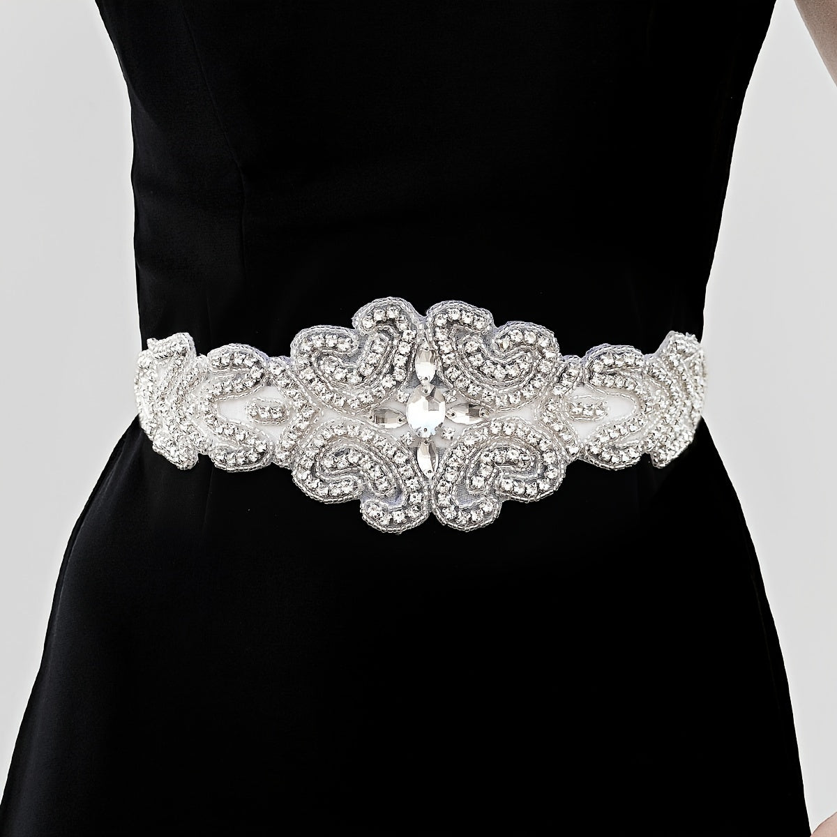 Crystal Rhinestone Bridal Belt with Organza Ribbon