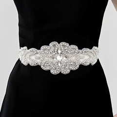 Crystal Rhinestone Bridal Belt with Organza Ribbon
