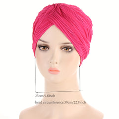 Women Turban Cap Stripe Embossed Head Wraps Ramadan Head Scarf