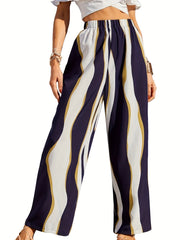 Abstract Ripple Print Wide Leg Pants