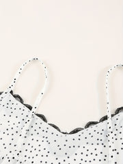Polka Dot Lace Trim Cami Top