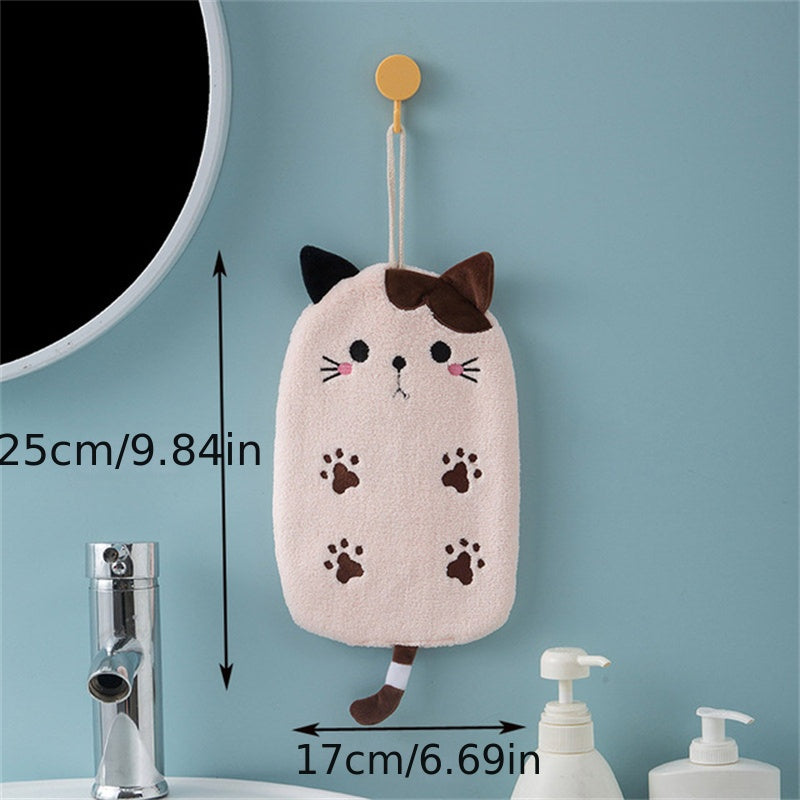 4pcs Cat Shaped Hanging Towel, Quick-drying Soft Towel for Bathroom Kitchen