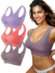 Women's V Neck Sports Bra High Strength Shockproof Yoga Tank Top Vest