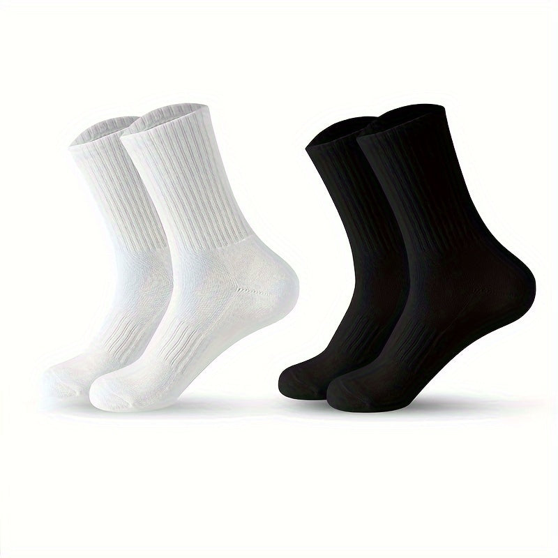 5 Pairs Men's Solid Crew Socks Breathable Casual Unisex Socks Outdoor