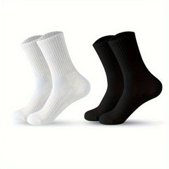 5 Pairs Men's Solid Crew Socks Breathable Casual Unisex Socks Outdoor