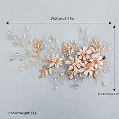 Flower & Rhinestone Hair Clip Braided Barrette Wedding Headwear