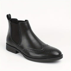 Men's Brogue Wingtip Chelsea Boots Casual Walking Shoes Sleek Look